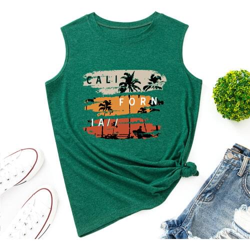 California Outdoor Trip Tank Tops Women Vest Tanks Top Summer Shirt Sleeveless T-Shirts Casual Muscle Fitness Tee Shirts Clothes