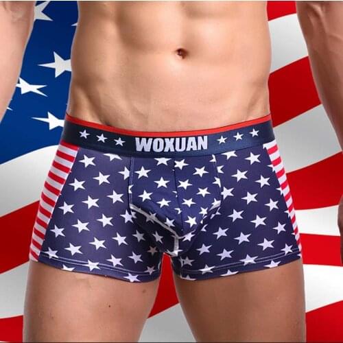 Fashion Brand American Flag Sexy Male Underwear Cotton Elastic Mens Underwear Boxers Underpants Slip Homme Cueca Boxer Shorts