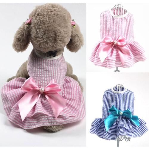 Cat Clothes Dog Wedding Dress Cotton Lace Floral Dress Large Bowknot Pet Dog Dress Summer Clothing For Small Medium Dog Supplies