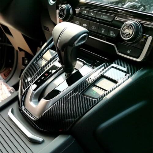 Carbon Fiber Center Control Shift Gear Panel Decorative Sequins Trim Stickers for Honda CRV CR-V 2017 2018 2019 2020 2021