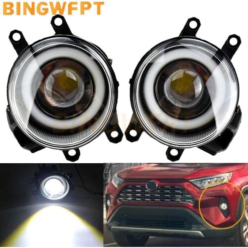 2Pcs Fog Lamp Assembly Super Bright LED Fog Lights + Angel eye For Toyota RAV 4 2019 2020 RAV4 Front Fog Lamp