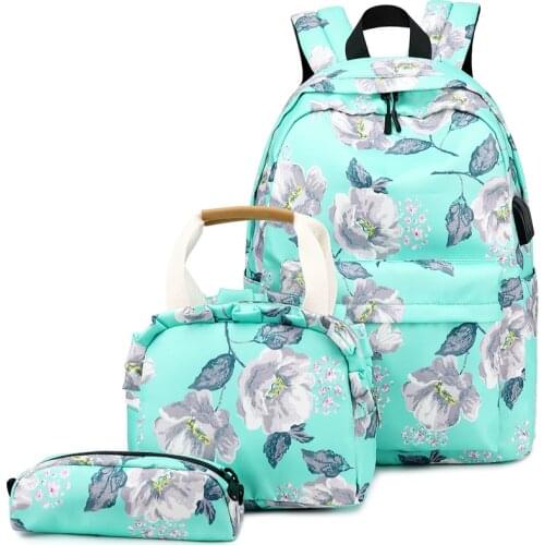 Teenagers Backpacks Girls 3 Pcs Bags Sets Nylon Middle School Student Girl Bookbag College Women Backpacks Casual Lady Packsack