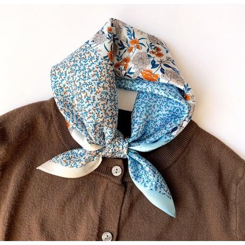 Fashion 100% Silk Satin Scarf Women Handkerchief Printed Bag Scarfs Female Square Head Bandana Small Neck Scarves For Ladies