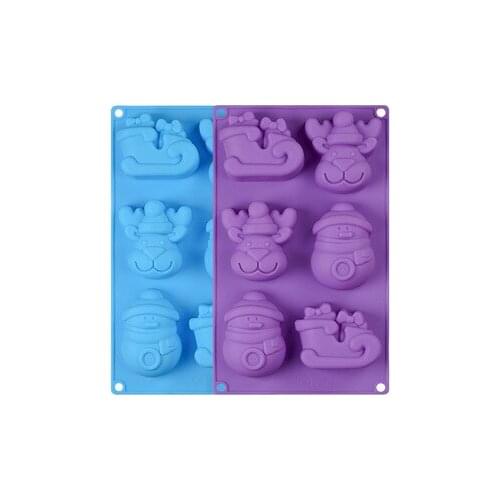 PRZY Silicone Mold Fondant Molds Mould Silica Gel Aroma Stone 6 Hole New Year Christmas Mold Elk Snowman Sled Elk Christmas