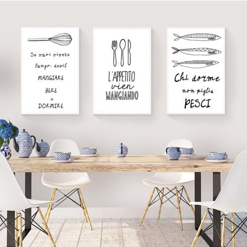 Nordic Print Poster Quotes Words Canvas Painting Wall Art Prints Simple Fish Wall Picture For Dinner Room