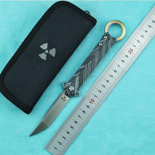 LEMIFSHE new Flipper folding knife D2 blade zebra pattern G10 handle outdoor camping survival kitchen knife fruit knife EDC tool