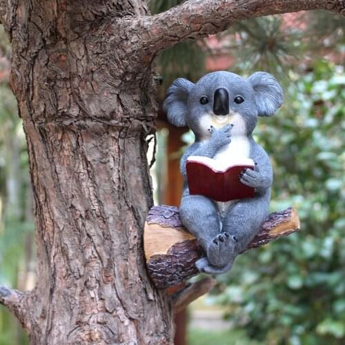 Solar LED Resin Koala Bear Lights Garden Statue Hanging Figurine Lawn Decor Creative Gift Durable Weather-resistant