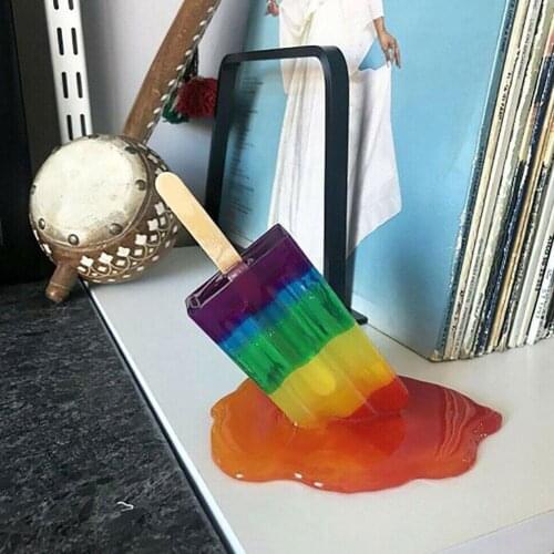 Melting Popsicle Sculpture Decoration Clear Miniature Resin Craft Popsicles Ice Cream Ornament Home Decor Accessories 2021 New