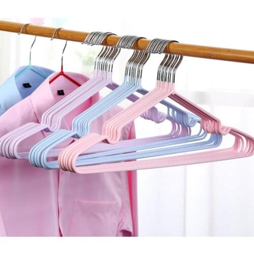 10Pcs/Set Children Adult Clothes Hanger Metal+PVC Non-Slip Clothes Drying Rack Household Kids Clothing Organizer Hangers Hook