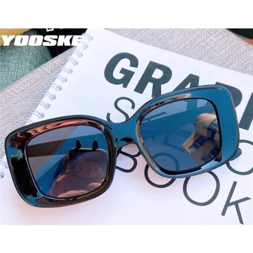 YOOSKE Oversized Vintage Sunglasses Men Women Fashion Square Sun Glasses Transparent Frame Eyeglasses Retro Black Glasses UV400