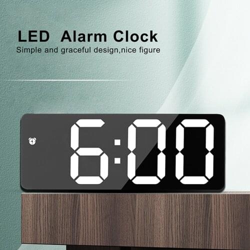 Mirror Alarm Clock LED Digital Clock Voice Control Snooze Time Temperature Display Night Mode Reloj Despertador Digital