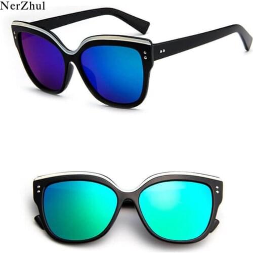 Vintage Green Cat Eye Women Sunglass Shades Uv400 Green Silver Ladies Mirrored Glasses Trending Products 2018 De Soleil Femme