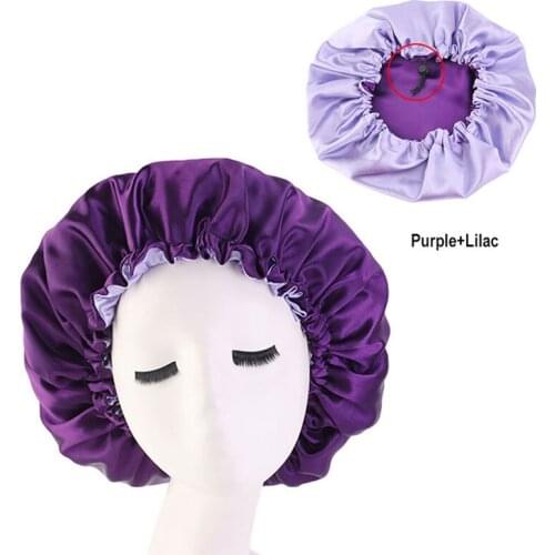 1PC Satin Headscarf Hair Wrap Cap Elastic Night Sleep Cap Hair Care Beauty Bonnet Hat Head Cover Springy Band For Women