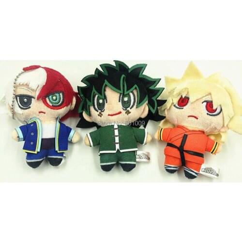 10/Lot 3 Styles My Hero Academia Bakugou Katsuki Todoroki Shoto Midoriya Izuku 10CM Plush Keychain Pendant Toy Retail