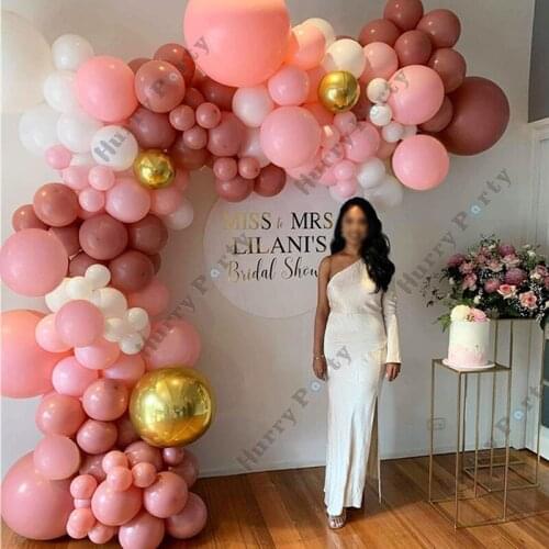 170Pcs Happy Birthday Decoration Party Accessories Retro Pink 4D Round Gold Foil Balloon ValentineS Day Wedding Decoration
