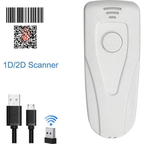 1D 2D QR Barcode Scanner Portable Mini Bluetooth 4.0 Bar Code Reader Work with Phones, Tablet, PC