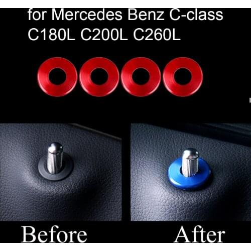 4pcs 2 colors Car door bolt circle decorative cover trim for M-ercedes-Benz C-class C180L C200L C260L Car styling