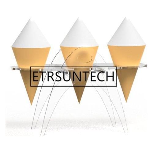 50sets 3 Holes Acrylic Ice Cream Cone Holder Stand Party Popcorn Afternoon Tea Display Detachable Cone Holder