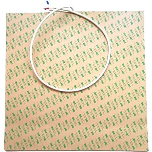 610*610*1.5mm 240v 1200w 3d printer heat bed adhesive 1 side 100k thermistor 1000mm lead wire come out from middle of 1 side