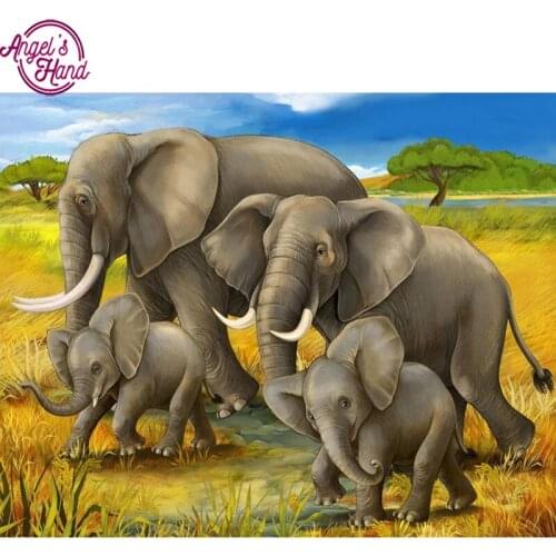 5d diy Diamond embroidery elephant family diamond painting Cross Stitch full square drill Rhinestone mosaic decoration