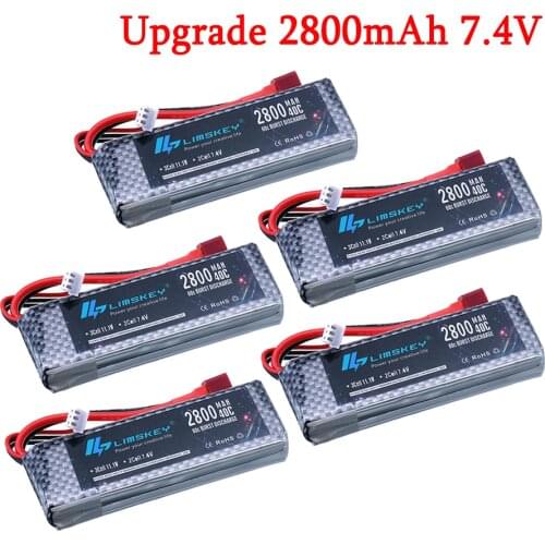 For Wltoys 124019 2s 7.4 V 2800mAh Lipo battery upgraded rechargable for Wltoys 144001 124018 RC Off-road Crawler car battery