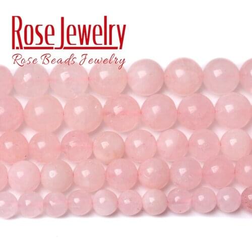 Natural Pink Jade Stone Beads Smooth Round Loose Spacer Beads For Jewelry Making DIY Bracelet Earring Accessories 6 8 10mm 15