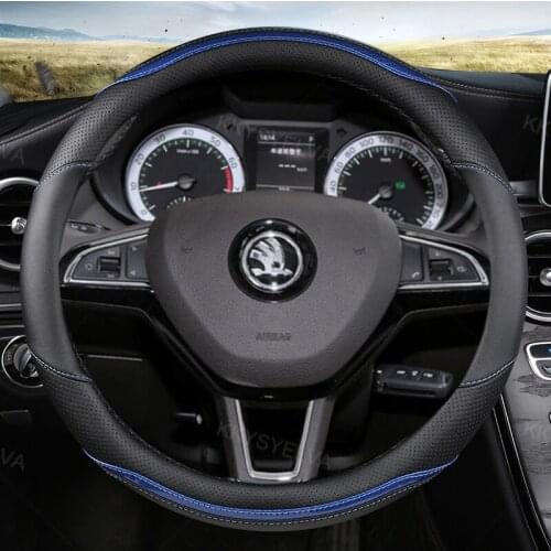 Car Steering Wheel Cover for Skoda Octavia A5 A7 Rapid Spaceback Fabia Kodiaq Superb YETI Karoq Kamiq 2005-2019