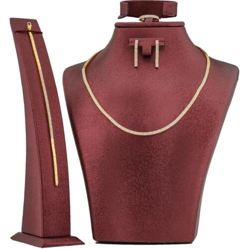 Double Row Waterway Silver Women Set with Zircon Stone New Trendy Clear Crystal Elegant Design Famale Wedding Jewelry