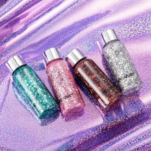 Bottle of GlitterHANDAIYAN Eyeshadow Glitter Gel Cream Body Hair Face Eye Glitter Flash Heart Loose Sequins Pigment Cream Festiv