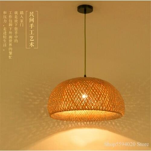 Chinese Bamboo Lamp Pendant Lights Southeast Asia Restaurant Bedroom Balcony Pastoral Rattan Japanese Led Hanging Light Fixture