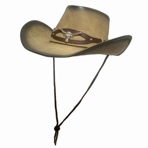 Cowboy Hats Women Men Western Cowboy Hat For Dad Gentleman Lady Leather Sombrero Hombre Jazz Caps Size 58CM