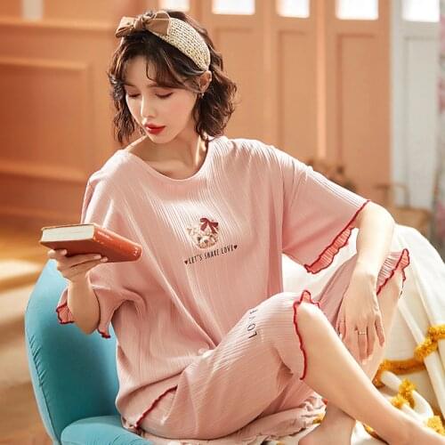 Summer Pajamas Womens Short-sleeved Spring And Summer New Cartoon Cute Korean Version Of Japanese Home Service Cotton Suit