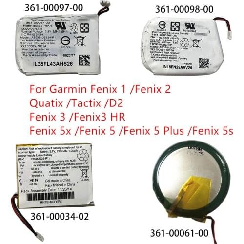 Li-Ion Battery 361-00097-00 361-00098-00 361-00034-02 for Garmin Fenix 1 2 D2 3 5 5Plus fenix 5s 5x Quatix Tactix Repair parts