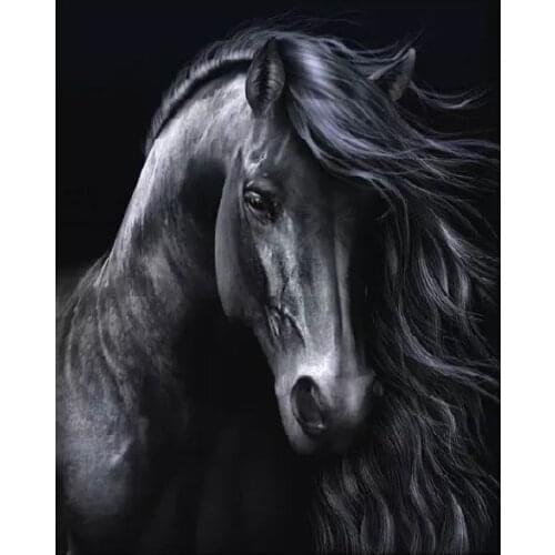 Black Horse Animal for Embroidery Needlework 14CT Counted Unprinted DIY Cross Stitch Kits Handmade Art Wall Decor