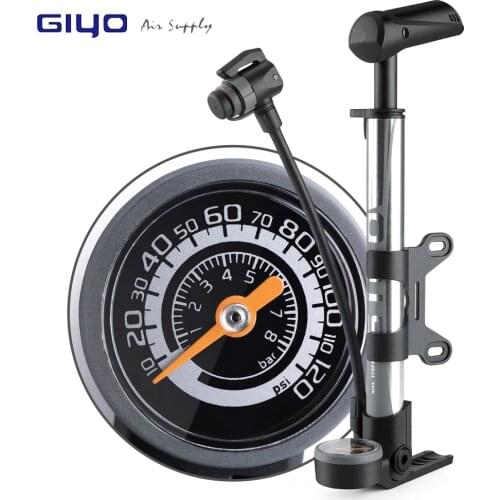 GIYO Floor/Hand Pump For Bicycle Tire MTB Road Bike Pumps Hose Pressure Gauge 120 PSI Presta Schrader Valve Air Inflator Pump