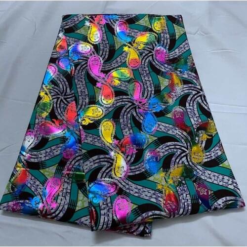 Nigerian Shining Colorful Golden Supe-V Ankara Wax Fabrics African Cotton Wrapper Printed Materials 6Yards Sewn For Women Dress