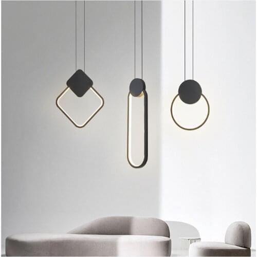 Nordic postmodern bedroom bedside dining room led pendant lamp round bar counter clothing store led creative hanging lamp