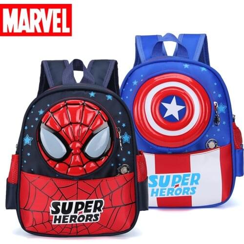 Disney Spiderman Captain America New Childrens Bag Cute Cartoon Anime Figure Marvel Backpack Student Boy School Bag 2-5Y