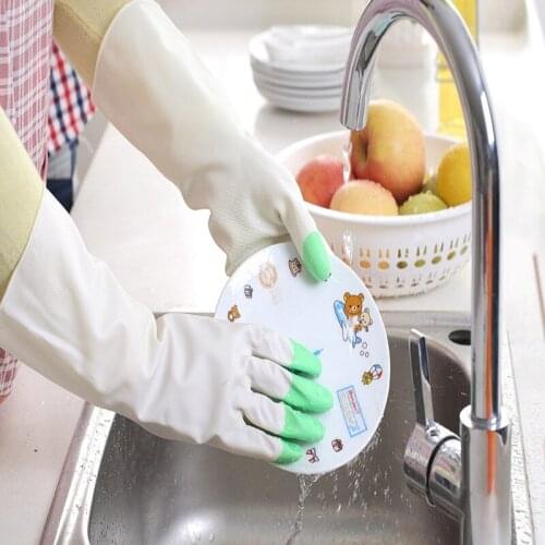 One Pair Kitchen Cleaning Gloves Household Thin Durable Waterproof Kitchen Accessories Cleaning Rubber Tools Dishwashing Glove