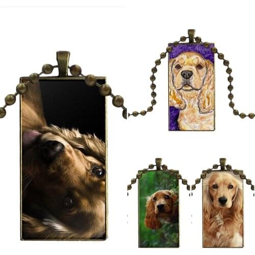 Necklace Fashion Long Chain With Rectangle Necklace Jewelry For Women Girls Harper Cocker Spaniel Hellip Dog Puppies