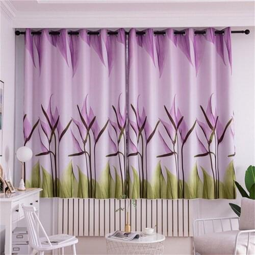 Lily Print Polyester Curtains Window Blinds Drapes Bedroom Drapes Living Room Shading Curtains For Home Living Room