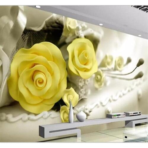Beibehang Custom wallpaper home decor living room bedroom mural yellow rose beautiful fashion floral mural sofa background photo