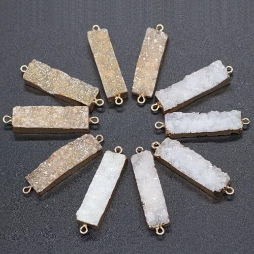 Rectangle Crystalline Germ Connector Charms For DIY Necklace Handiwork Sewing Craft Jewelry Accessory Making