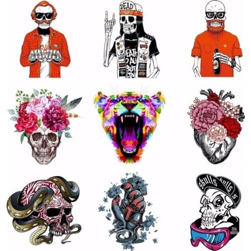 Pulaqi Punk Iron-on Heat Transfers Printed For Clothing T - Shirt Witchcraft Heart Letters Environmental Protection Patch Diy H