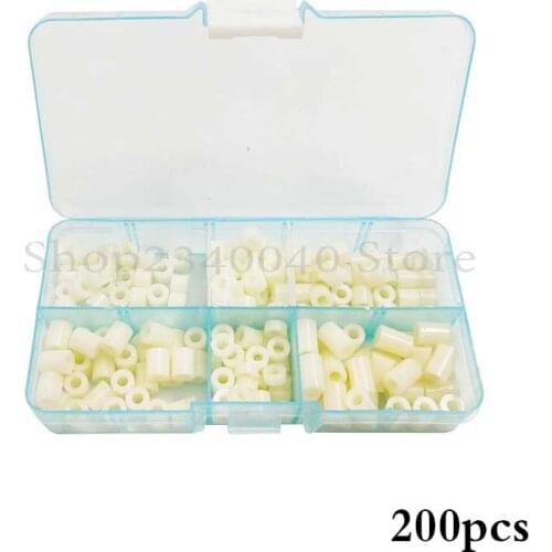 200pcs M3 ABS Rround spacer standoff 3/4/5/6/8/10mm Round Hollow Standoff Washer White Nylon Non-Threaded Spacer