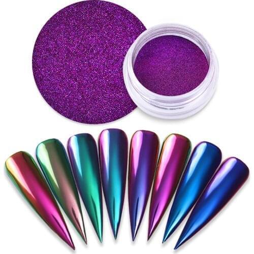 Colorful Mirror Nail Powder Chameleon Acrylic Rose Gold Nail Glitter Auroras Effect Polish Chrome Diamond Rhinestone Dust
