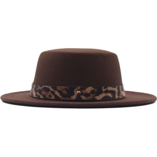 New Winter Retro Autumn Female Male Wool Hat imitation Felt Fedora Hats Belt Decorated ladies Boater Flat Brim Hat Flat Top Hats