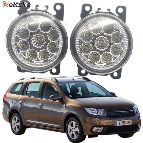 2PCS Car Styling 9-Pieces LED Fog Light Lamp for Dacia Logan /Logan MCV 2016 2017 2018 2019 H11 12V Halogen Fog Lights DRL
