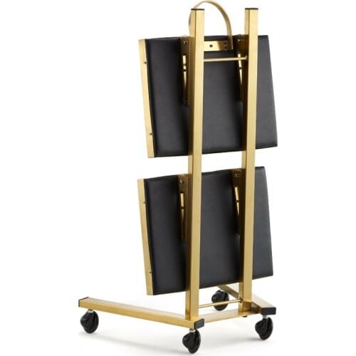 Stainless steel beauty and hairdressing cart strong load-bearing haircut folding tool cart universal mobile hair salon special h
