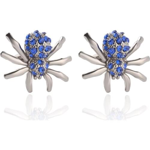 Spider Cufflinks For Men Full white Blue Rhinestone Cuff Links Men Shirt Cufflink Fashion Simple Style Animal Cuff Buttons clear